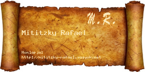 Mititzky Rafael névjegykártya